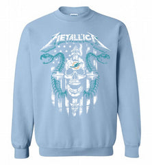 Metallica Snake Skull Miami Dolphins Logo Crewneck Sweatshirt - zezetee