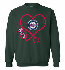 Nurse Heartbeat Minnesota Twins Crewneck Sweatshirt - zezetee