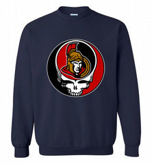 NHL TEAM OTTAWA SENATORS X GRATEFUL DEAD LOGO BAND Crewneck Sweatshirt - zezetee