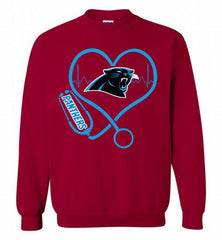 Nurse Heartbeat Carolina Panthers Crewneck Sweatshirt - zezetee