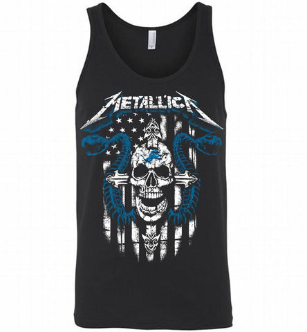 Metallica Snake Skull Detroit Lions Logo Tank - zezetee
