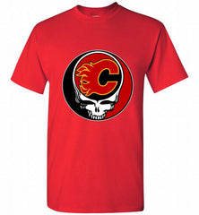 NHL TEAM CALGARY FLAMES X GRATEFUL DEAD LOGO BAND Shirt - zezetee