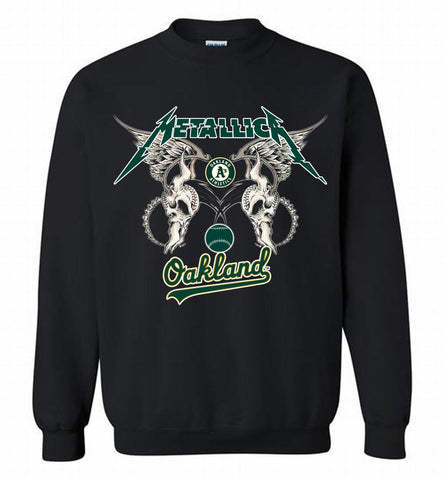 Metallica Oakland Athletics Logo Crewneck Sweatshirt - zezetee