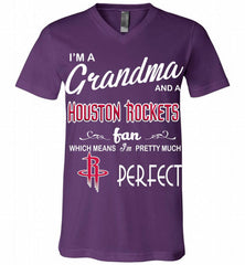 I'M A Grandma And A Houston Rockets Fans Perfect V-Neck Shirt - zezetee