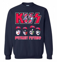 Kiss Detroit Pistons Logo Crewneck Sweatshirt - zezetee