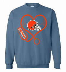 Nurse Heartbeat Cleveland Browns Crewneck Sweatshirt - zezetee