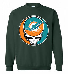 Miami Dolphins Grateful Dead Logo Band Crewneck Sweatshirt - zezetee