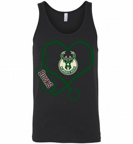 Nurse Heartbeat Love Milwaukee Bucks Tank - zezetee