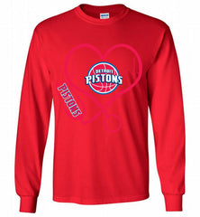Nurse Heartbeat Love Detroit Pistons Gildan Long Shirt - zezetee