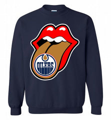Edmonton Oilers x The Rolling Stones Logo Crewneck Sweatshirt - zezetee