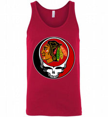 NHL TEAM CHICAGO BLACKHAWKS X GRATEFUL DEAD LOGO BAND Tank - zezetee