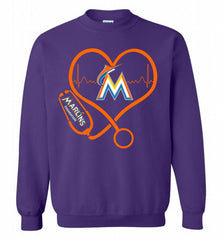 Nurse Heartbeat Miami Marlins Crewneck Sweatshirt - zezetee