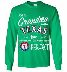 I'M A Grandma And A Texas Rangers Fans Gift Gildan Long Shirt - zezetee