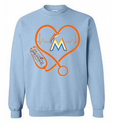 Nurse Heartbeat Miami Marlins Crewneck Sweatshirt - zezetee