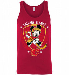 NHL Hockey Mickey Mouse Calgary Flames Disney Tank - zezetee