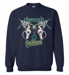 Metallica Oakland Athletics Logo Crewneck Sweatshirt - zezetee