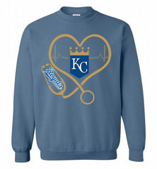 Nurse Heartbeat Kansas City Royals Crewneck Sweatshirt - zezetee