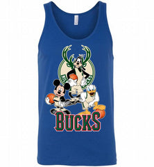 Mickey Goofy Donald Loves Milwaukee Bucks Basketball Fans Tank - zezetee