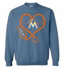 Nurse Heartbeat Miami Marlins Crewneck Sweatshirt - zezetee