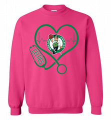 Nurse Heartbeat Love Boston Celtics Crewneck Sweatshirt - zezetee