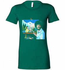 BOB ROSS PAINTING THE GOLDEN GIRL Bella Ladies Tee - zezetee
