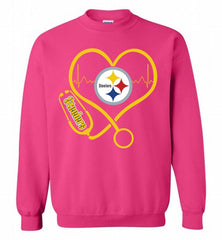 Nurse Heartbeat Pittsburgh Steelers Crewneck Sweatshirt - zezetee