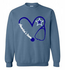 DALLAS COWBOYS NURSE LOVE AMERICA’S TEAM Crewneck Sweatshirt - zezetee