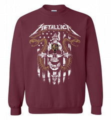 Metallica Snake Skull Vegas Golden Knights Logo Crewneck Sweatshirt - zezetee