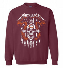 Metallica Snake Skull Chicago Bears Logo Crewneck Sweatshirt - zezetee