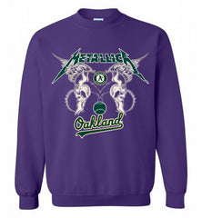 Metallica Oakland Athletics Logo Crewneck Sweatshirt - zezetee