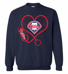 Nurse Heartbeat Philadelphia Phillies Crewneck Sweatshirt - zezetee