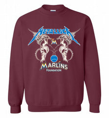 Metallica Miami Marlins Logo Crewneck Sweatshirt - zezetee