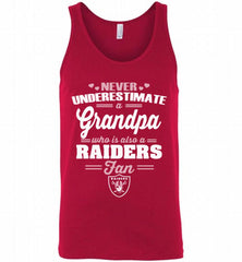 NEVER UNDERESTIMATE A GRANDPA WHO IS ALSO A RAIDERS FAN GILDAN CREWNECK PULLOVER GIFT Tank - zezetee