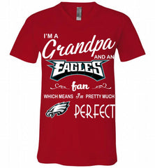 I'M A Grandpa And A Philadelphia Eagles Pretty Much Perfect V-Neck Shirt - zezetee