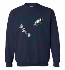 PHILADELPHIA EAGLES LOVE NURSE FLY EAGLES FLY Crewneck Sweatshirt - zezetee