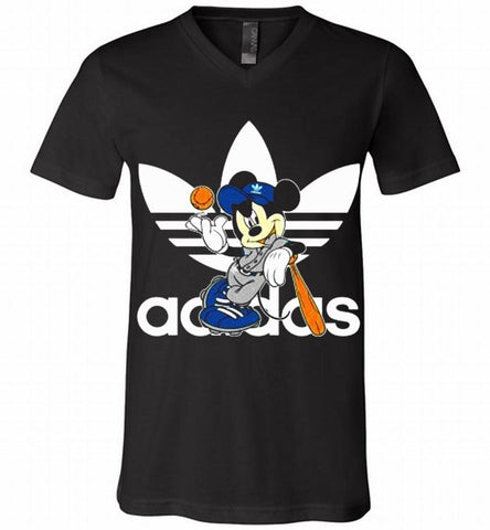 ADIDAS BASEBALL MICKEY MOUSE DISNEY SPORTS V-Neck Shirt - zezetee