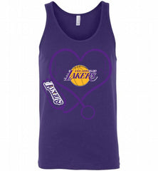 Nurse Heartbeat Love Los Angeles Lakers Tank - zezetee