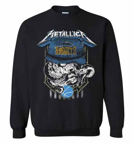 Metallica Skull Snake Denver Nuggets Crewneck Sweatshirt - zezetee