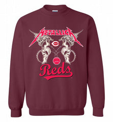 Metallica Cincinnati Reds Logo Crewneck Sweatshirt - zezetee