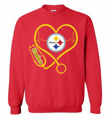 Nurse Heartbeat Pittsburgh Steelers Crewneck Sweatshirt - zezetee