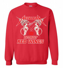 Metallica Detroit Red Wings Logo Crewneck Sweatshirt - zezetee