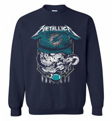 Metallica Skull Snake Miami Dolphins Crewneck Sweatshirt - zezetee