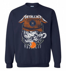 Metallica Skull Houston Astros Logo Crewneck Sweatshirt - zezetee