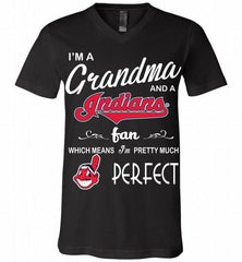 I'M A Grandma And A Cleveland Indians Fans Gift V-Neck Shirt - zezetee