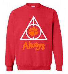 CLEMSON TIGERS UNIVERSITY PAW DEATHLY HALLOWS ALWAYS GIFT Crewneck Sweatshirt - zezetee