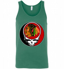 NHL TEAM CHICAGO BLACKHAWKS X GRATEFUL DEAD LOGO BAND Tank - zezetee