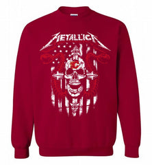 Metallica Snake Skull Calgary Flames Logo Crewneck Sweatshirt - zezetee