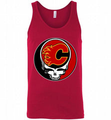 NHL TEAM CALGARY FLAMES X GRATEFUL DEAD LOGO BAND Tank - zezetee