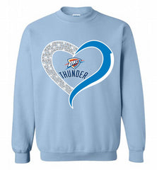 Oklahoma City Thunder In Diamond Heart Crewneck Sweatshirt - zezetee