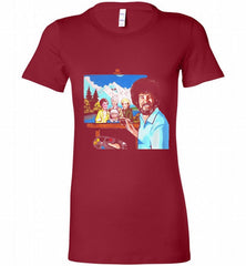 BOB ROSS PAINTING THE GOLDEN GIRL Bella Ladies Tee - zezetee